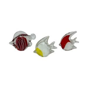 Art Glass Angel Fish Figurine Paperweight Hand Blown‎ LOT OF 3 Nautical Beach